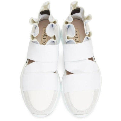 Shop Emilio Pucci White And Grey Ruffle Sneakers In 100 White