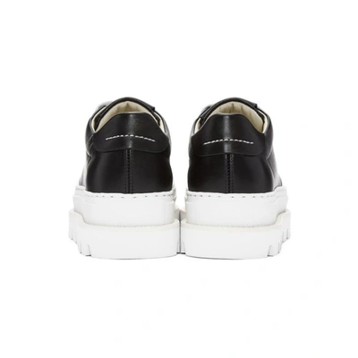 Shop Mm6 Maison Margiela Black Leather Platform Sneakers In 965 Blk/blk