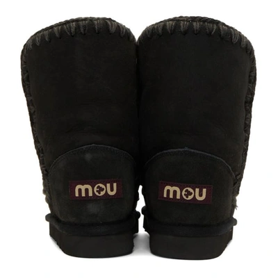 Shop Mou Black Velvet Eskimo 24 Boots In Nerbk