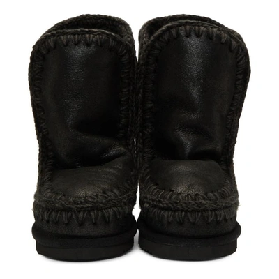 Shop Mou Black Cracked Eskimo 24 Boots In Cbkg
