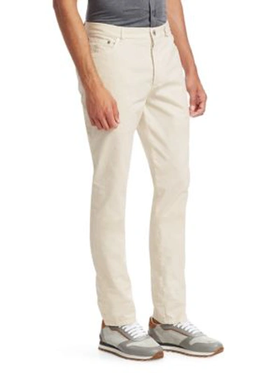 Shop Brunello Cucinelli Five-pocket Cotton Jeans In Beige