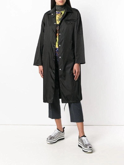 Shop Prada Garbadine Coat - Black