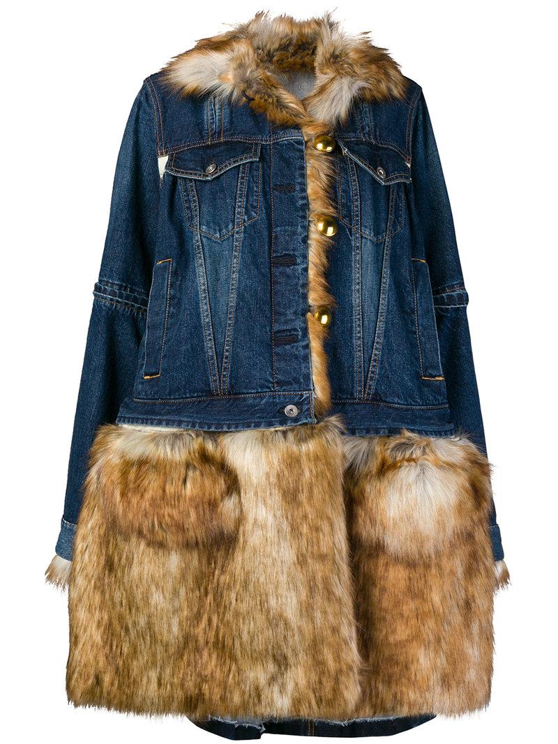 sacai denim fur jacket