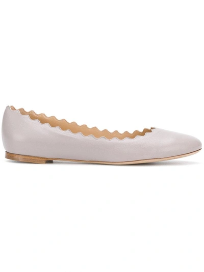 Shop Chloé Lauren Ballerina Flats - Grey