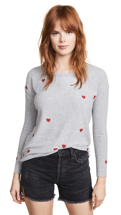 Shop Chaser Tiny Heart Toss Sweatshirt In Heather Grey