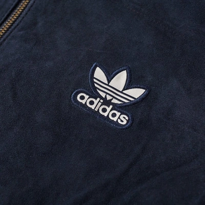 Shop Adidas Originals Adidas Suede Track Jacket In Blue