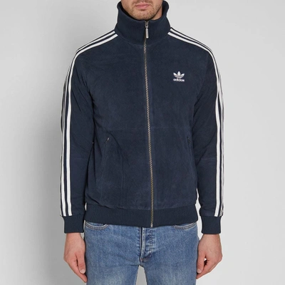 Shop Adidas Originals Adidas Suede Track Jacket In Blue