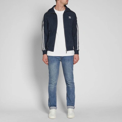 Shop Adidas Originals Adidas Suede Track Jacket In Blue