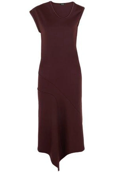 Shop Atlein Woman Asymmetric Paneled Stretch-knit Midi Dress Grape