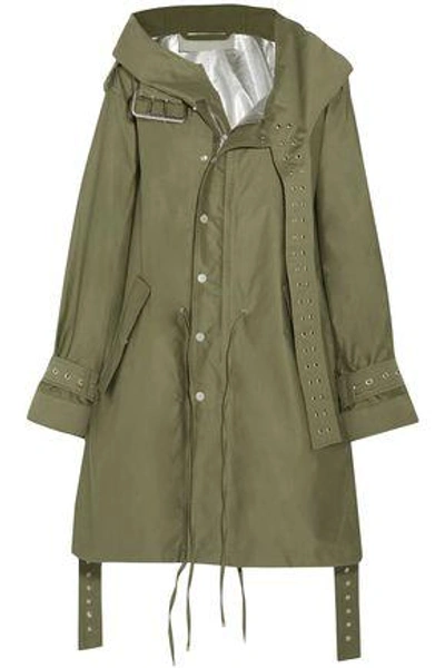 Shop Monse Eyelet-embellished Cotton-twill Jacket In Army Green