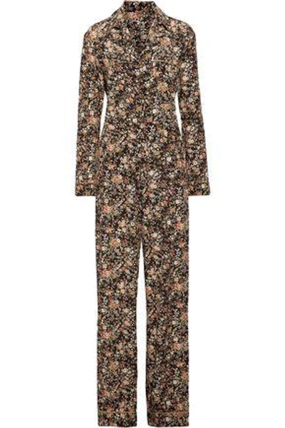 Shop Adam Lippes Woman Metallic Floral-print Silk-twill Jumpsuit Multicolor
