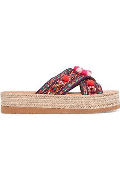 Shop Mabu By Maria Bk Violette Embellished Woven Platform Slides In Purple