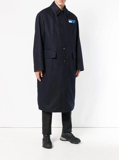 Shop Prada Long Buttoned Coat - Blue