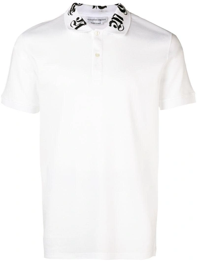Shop Alexander Mcqueen Logo Collar Polo Shirt - White