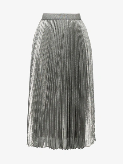 Shop Christopher Kane Silver Tone Pleated Skirt In Metallic