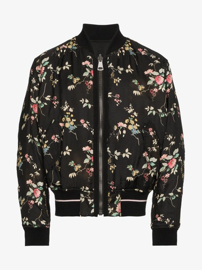 Shop Haider Ackermann Freesia Floral Print And Black Reversible Bomber Jacket