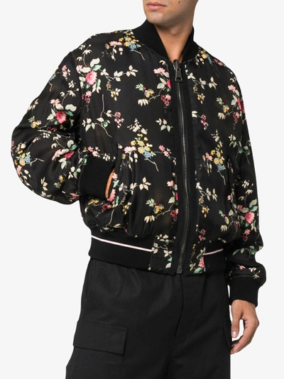 Shop Haider Ackermann Freesia Floral Print And Black Reversible Bomber Jacket