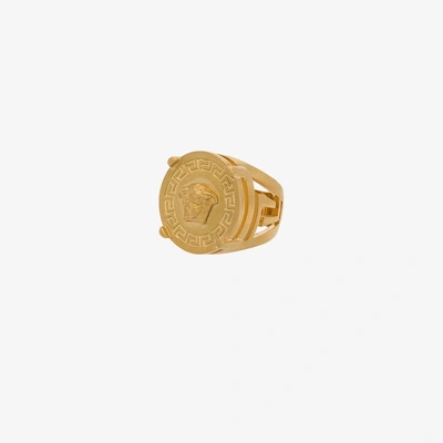 Shop Versace Medusa Head Round Shape Ring In Metallic