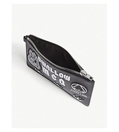 Shop Mcq By Alexander Mcqueen Black And White Swallow Leather Pouch In Black White