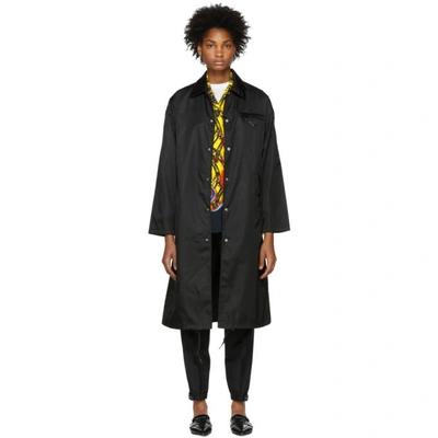 Shop Prada Black Long Trench Coat In F0002 Black