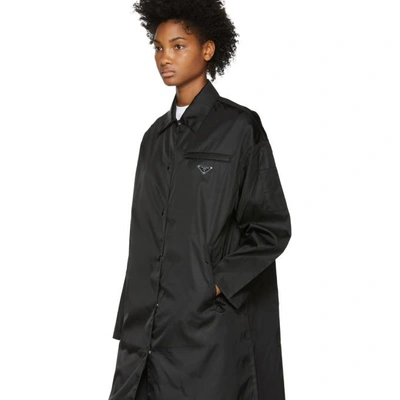 Shop Prada Black Long Trench Coat In F0002 Black