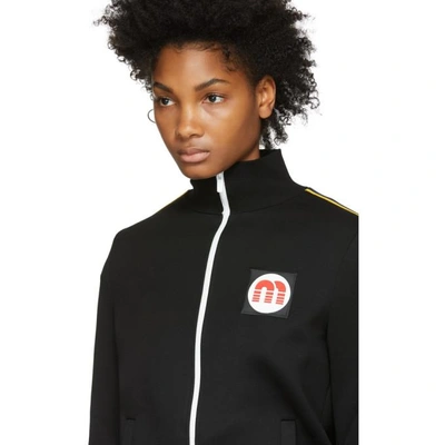 Shop Miu Miu Black Logo Patch Track Jacket In F0002 Black
