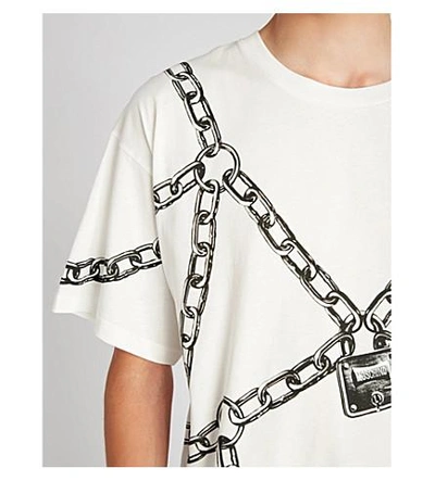Shop Moschino Chain Harness-print Cotton-jersey T-shirt In White