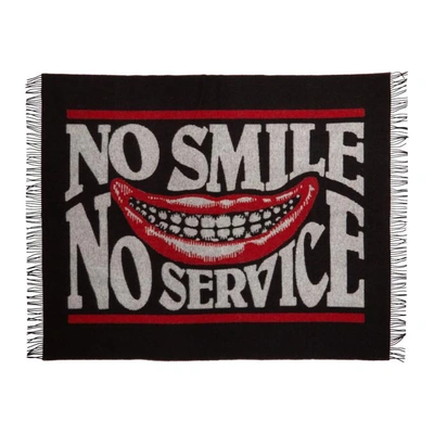 Shop Stella Mccartney Black & Red No Smile Blanket Scarf