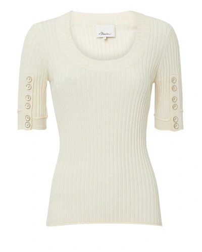 Shop Phillip Lim Ribbed Button Sleeve Top