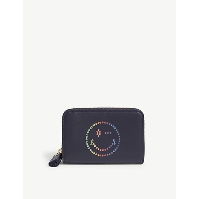 Shop Anya Hindmarch Rainbow Wink Small Leather Wallet In Marine