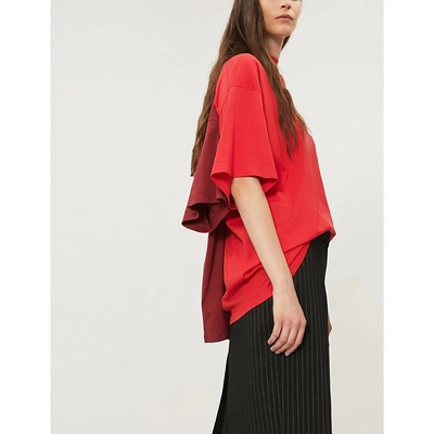 Shop Y/project Double-panel Cotton-jersey T-shirt In Red/dark Red