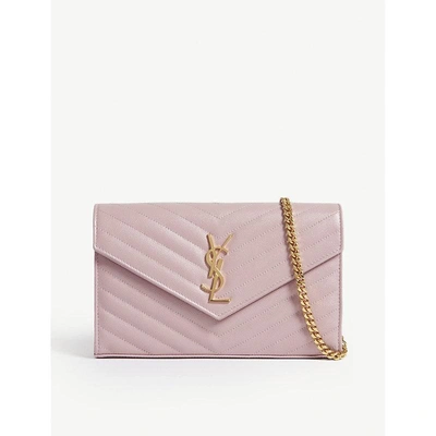 Shop Saint Laurent Tender Pink Monogram Quilted Leather Cross Body Bag