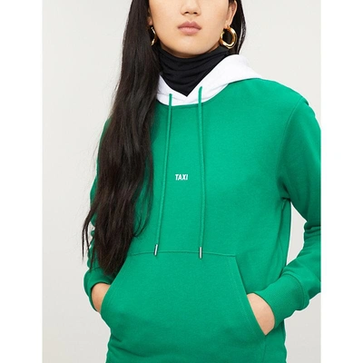 Shop Helmut Lang Taxi Cotton-jersey Hoody In Green