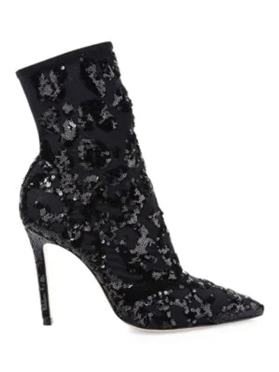 Shop Gianvito Rossi Leopard-print Sequin Ankle Boots In Black