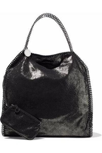 Shop Stella Mccartney Woman Falabella Metallic Faux Brushed-leather Shoulder Bag Gunmetal