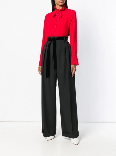 Shop Valentino Belted Tailored Palazzo Pants - Black