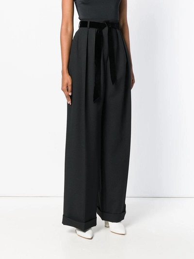 Shop Valentino Belted Tailored Palazzo Pants - Black