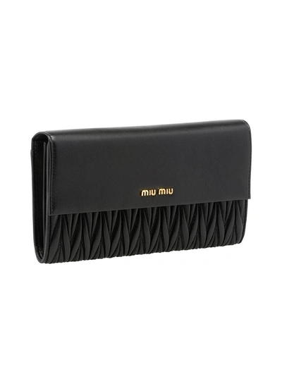 Shop Miu Miu Matelassé Continental Wallet In Black