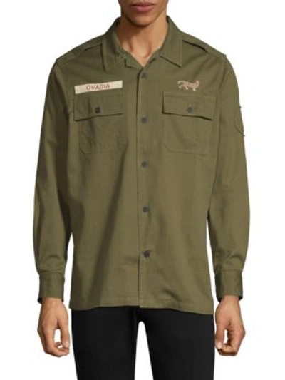 Shop Ovadia & Sons Cotton Ovadia Military Shirt In Army