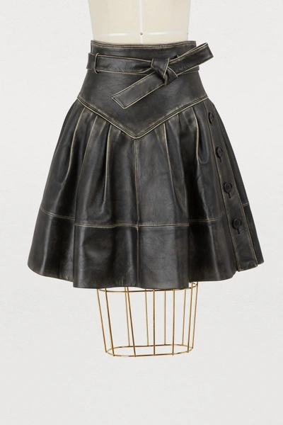 Shop Miu Miu Leather Skirt In Black