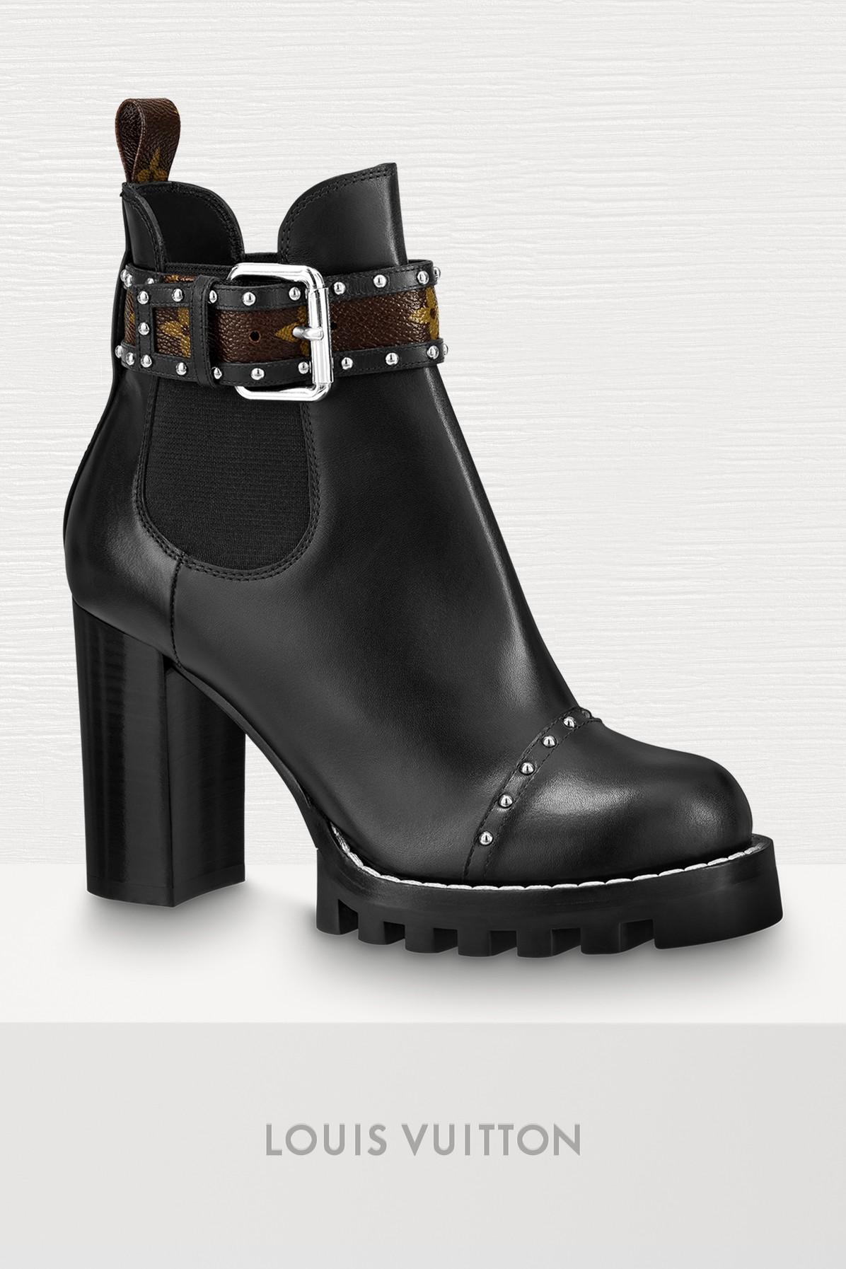 louis vuitton black studded boots