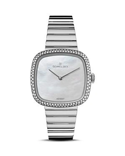 Shop Shinola The Eppie Diamond Bezel Watch, 32mm X 32mm In Silver