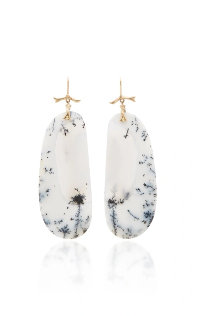 Shop Annette Ferdinandsen M'o Exclusive: One-of-a-kind Dendritic White Opal Branch Earrings In Black/white