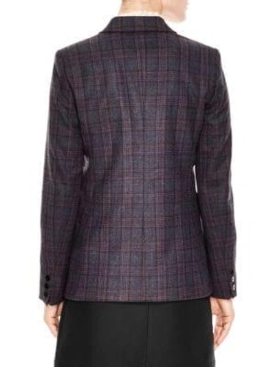 Shop Sandro Oscar Double Breasted Plaid Jacket In Blue