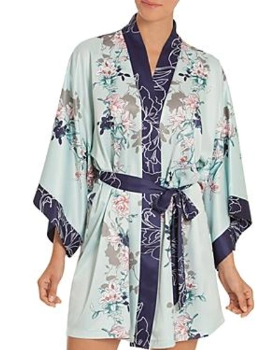 Shop In Bloom By Jonquil Floral Kimono Robe In Aqua Floral