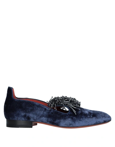 Shop Santoni Loafers In Dark Blue