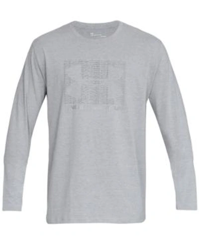 Shop Under Armour Men's Charged Cotton Long-sleeve Logo T-shirt In Grey