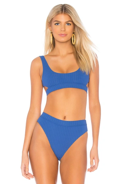 Shop Bond Eye Heatwave Rib Crop Bikini Top In Blue
