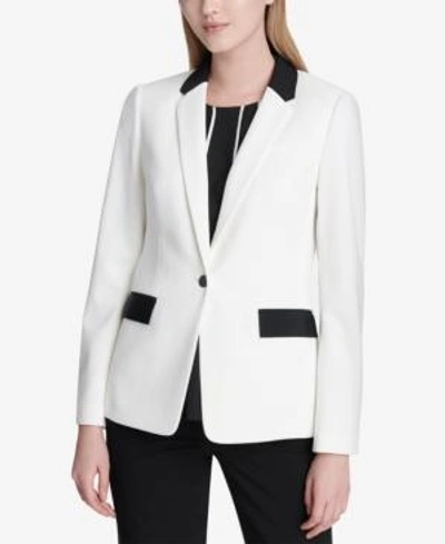 Shop Calvin Klein One-button Tuxedo Jacket In White