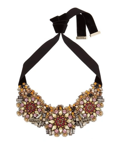 Shop Etro Strass Flowers Choker Necklace In Red